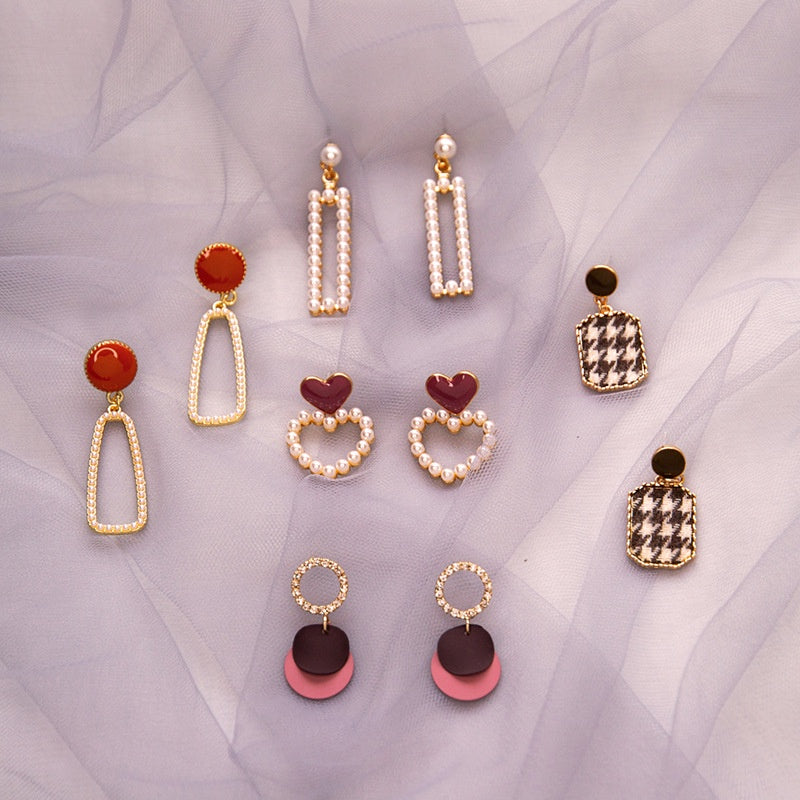 Pekanbaru Anting Wanita Bentuk Hati Maroon Anting Panjang Besar Anting Simple Elegan Maroon Woman Earrings Korean Style Anting Berkualitas