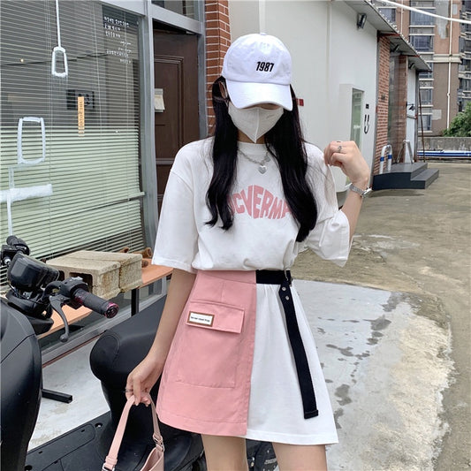 Pekanbaru Dress Wanita Nocvermate Hitam Putih Selempang Pink Hitam Simple Trending Dress Pendek Korean Style