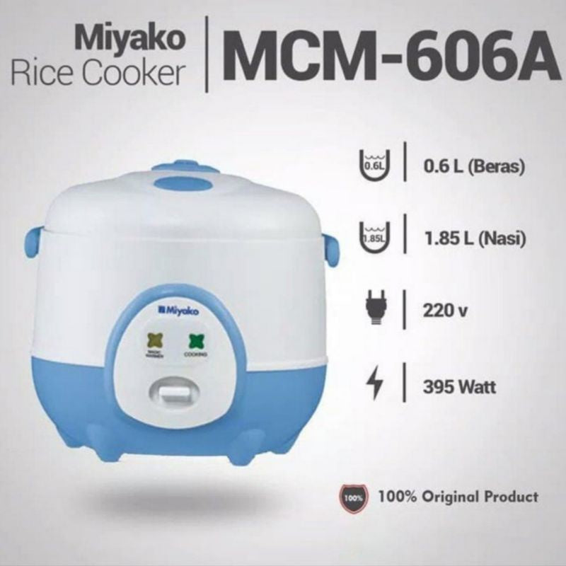 Pekanbaru Magic Com Miyako Mcm 606 A 606 B / Rice Cooker 3 In 1 Mcm 606A 606B - Putih Biru ( 0.6 L )