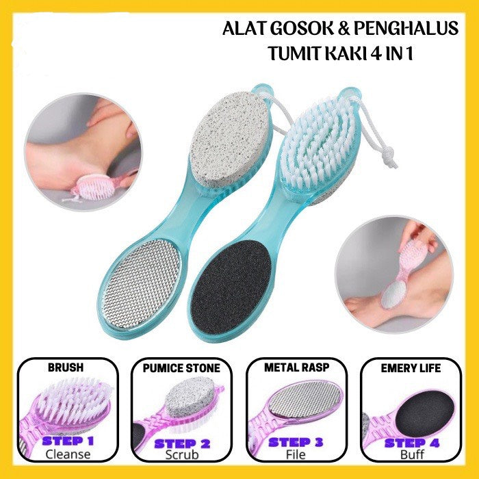 Pekanbaru HR-Sikat Kaki 4 Sisi Alat Penggosok Tumit Kapalan | 4 in 1 Pedicure Paddle Brush Penghalus Tumit Perawatan Telapak Kaki Kasar | 4 Step Callus Remover