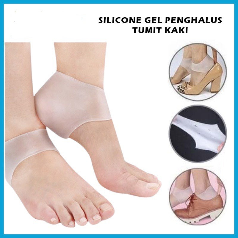 Pekanbaru HR-Pelindung Tumit Kaki Gel Silikon 1 Pasang Heel Pad Silicone Protector Alas Tumit Anti Lecet Pecah Crack Socks 1 PASANG
