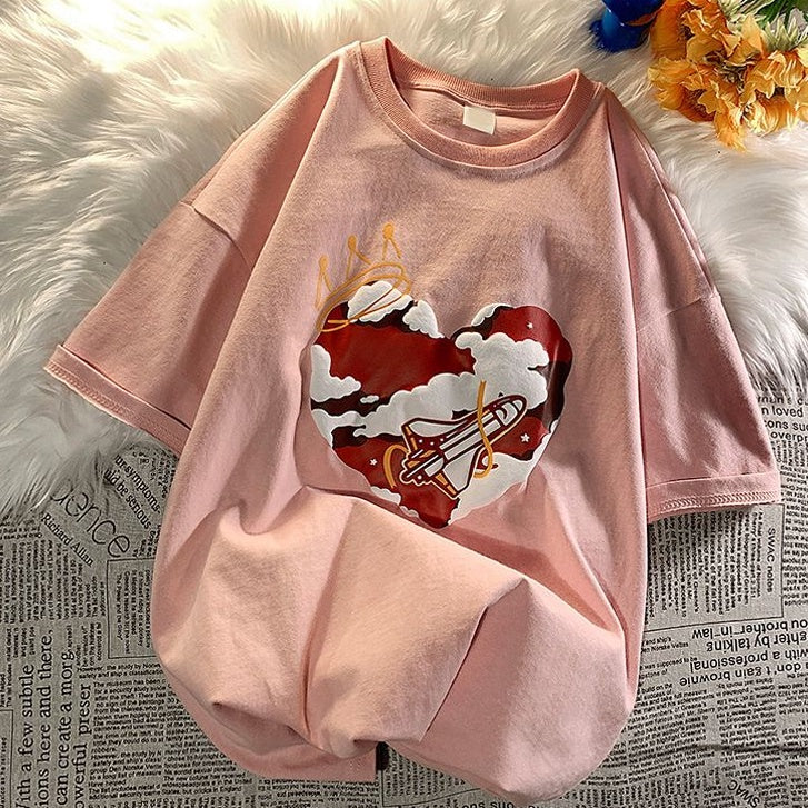 Pekanbaru Kaos Oversize Awan Love Plester Angel Malaikat Kaos Trending Hype Kaos Keren Berkualitas Korean Style