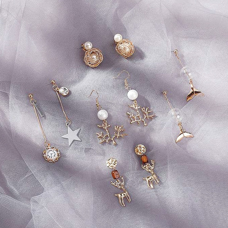 Pekanbaru Anting Wanita Winter Snowflakes Jam Bintang Ekor Lumba Lumba Rusa Musim Salju Winter Season Woman Earrings Anting Berkualitas Natal Korean Style