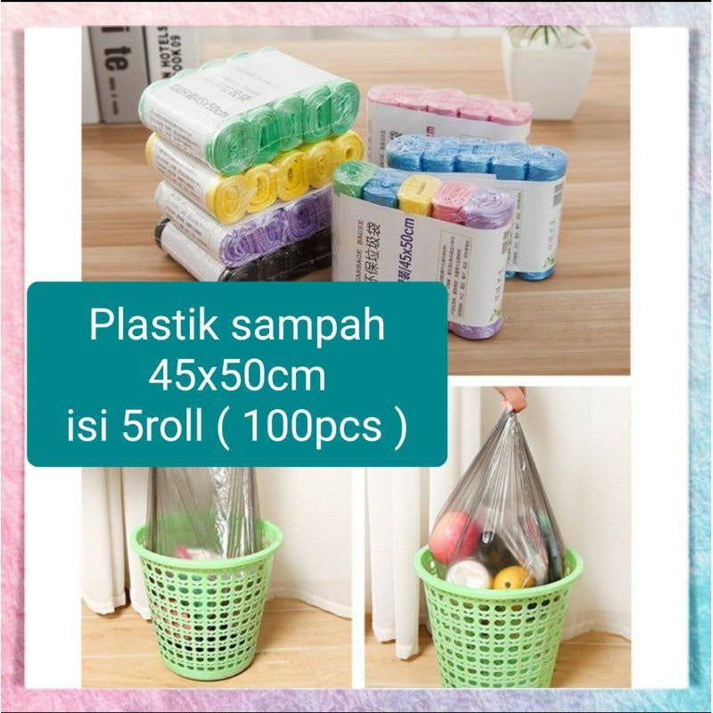 Pekanbaru HR- Kantong Plastik Sampah gulung 45x50 1 Roll isi 20 pcs dan 5 roll isi 100 pcs