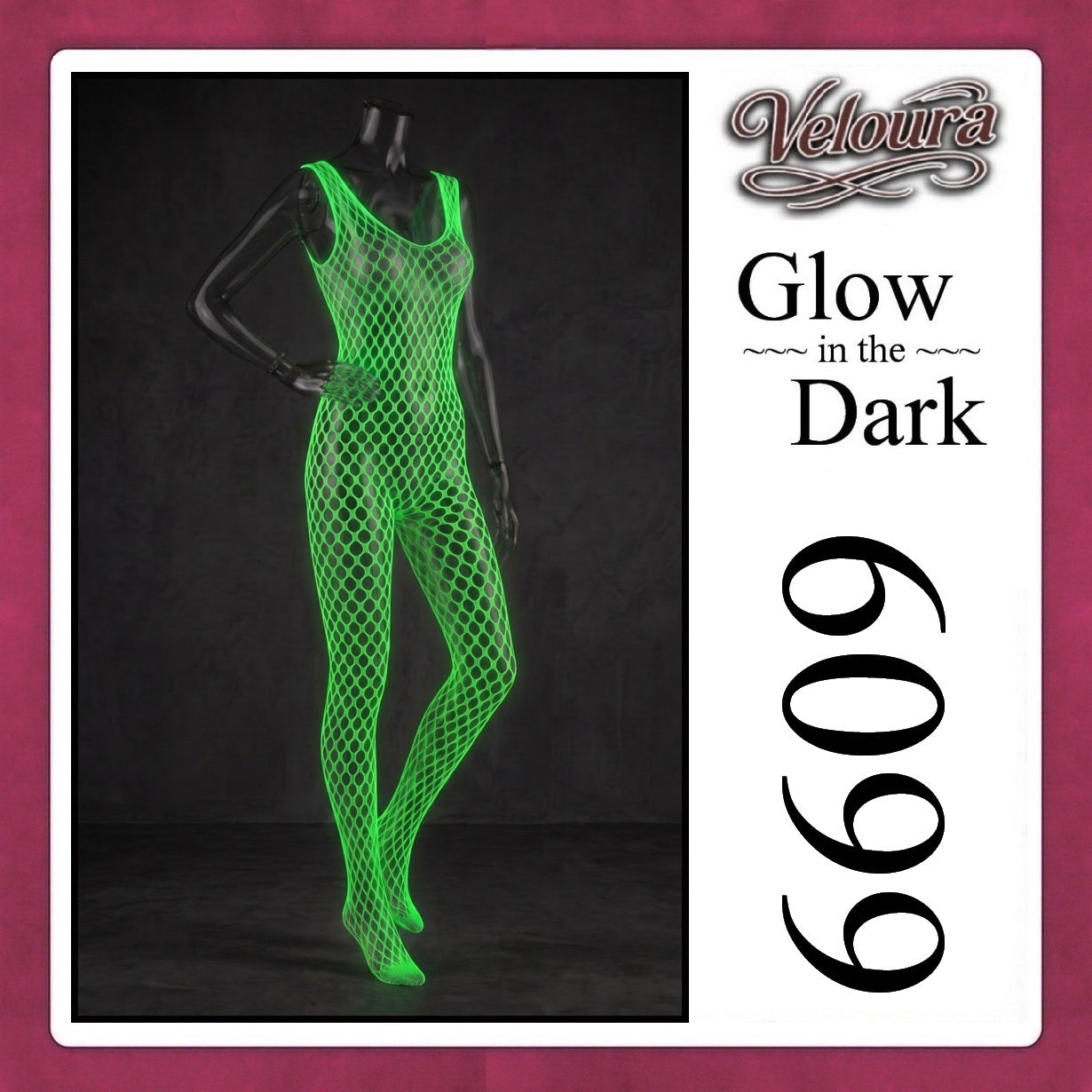 Pekalongan Veloura Bodysuit Spandek Sexy Lingerie Glow in the Dark Net Clothes - GITD 6609