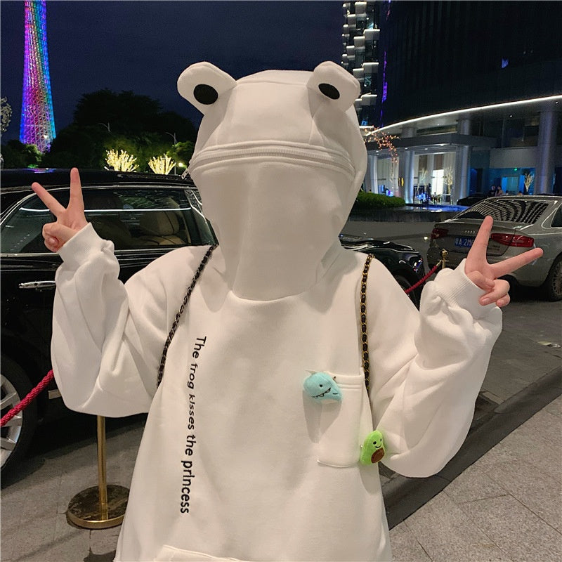 Pekanbaru Hoodie Oversize Katak Kodok Korea Hoodie Topi Full Zipper Lucu Avocado Dino Hoodie Unisex Besar Korean Style