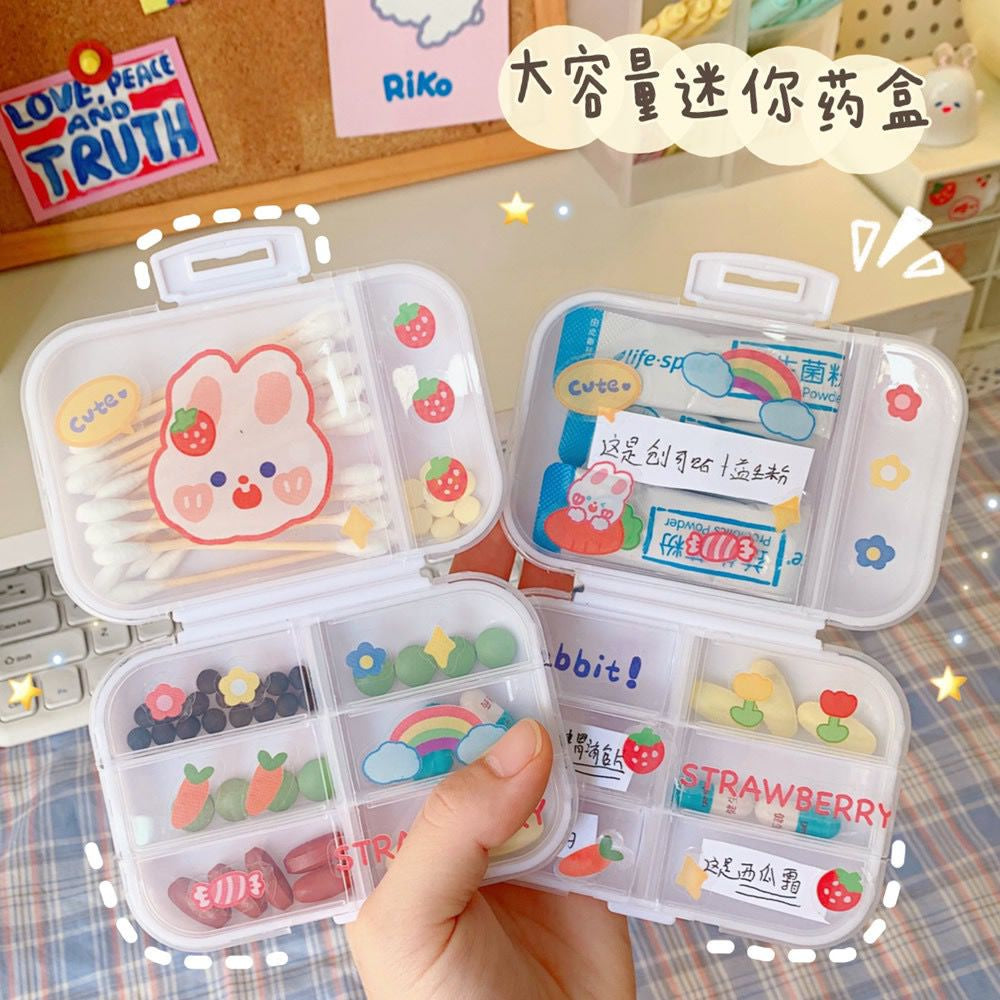 Pekanbaru Box Obat Organizer Kotak Penyimpanan Medicine 8 Sekat Besar Kecil Multifungsi Aesthetic Flip Open Mini Box Kotak Putih Transparan Unik Stationary Kit Aesthetic Organizer