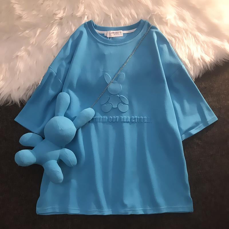 Pekanbaru Kaos Oversize Rabbit Tas T-shirt Berkualitas Kelinci Lucu Rabbits Are Too Many For Us Korean Style