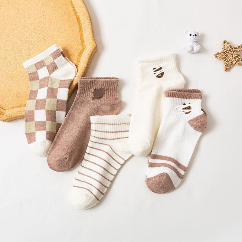 Pekanbaru Kaos Kaki Bear Chocolate Cute Women Socks Import Kaos Kaki Berkualitas Square White Kaos Kaki Beruang Korean Style