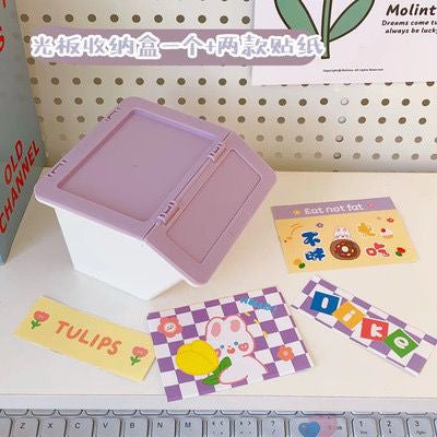 Pekanbaru Tempat Penyimpanan Colorful Box Mini Aesthetic Serbaguna Tape Accessories Dengan Tutup Flip Lipat Stuff Organizer Stackable Stationary Kit