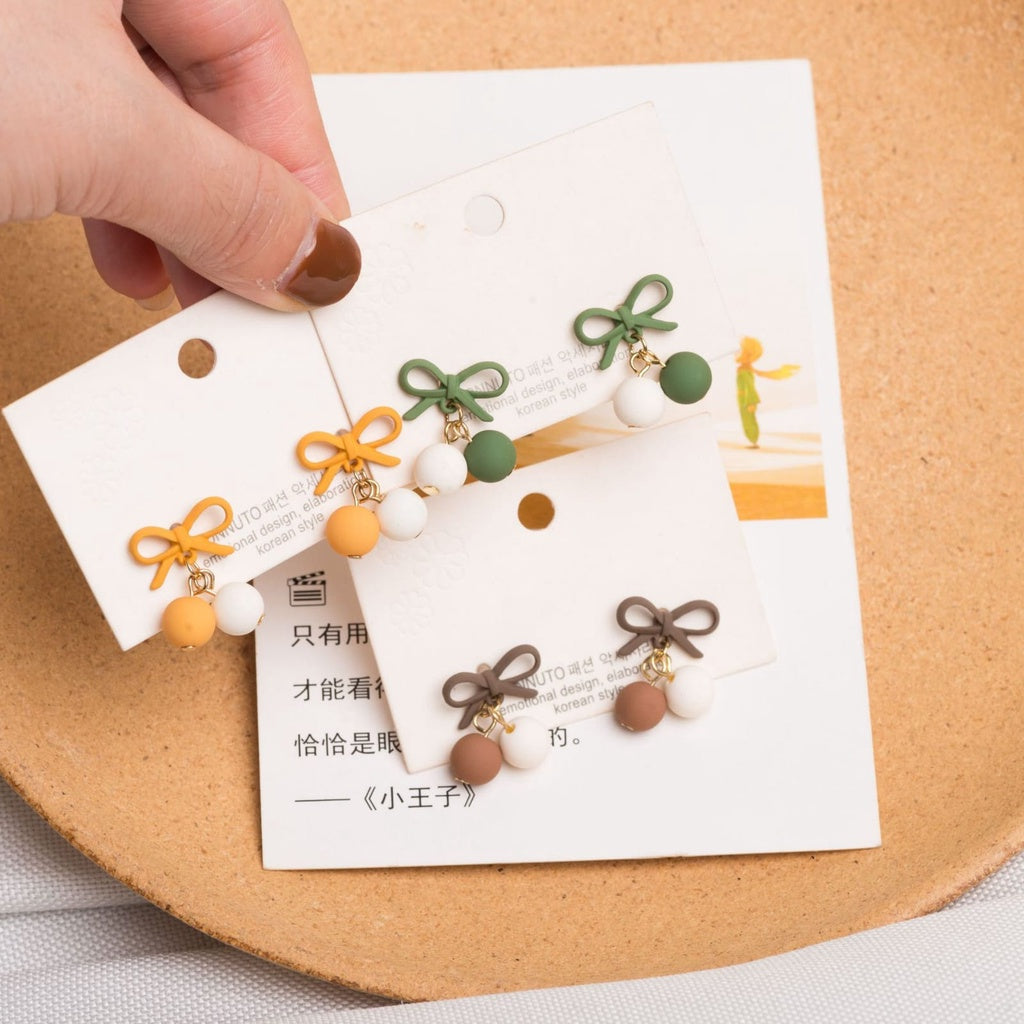 Pekanbaru Anting Pita Bola Colorful Anting Lucu Unik Two Tone 2 Warna Cute Woman Earrings Anting Berkualitas Simple Elegan Korean Style