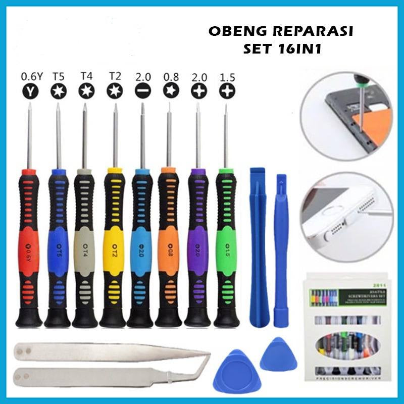 Pekanbaru HR-Obeng SCREWDRIVER KOTAK Reparasi Set 16 in 1 SCREWDRIVER Fatick 2811 VERSATILE Pick Prey Tool kit utk Servis Handphone PC Jam