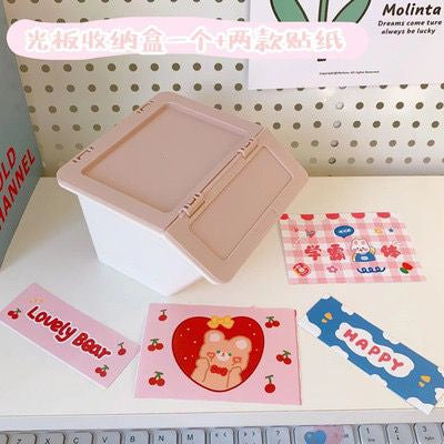 Pekanbaru Tempat Penyimpanan Colorful Box Mini Aesthetic Serbaguna Tape Accessories Dengan Tutup Flip Lipat Stuff Organizer Stackable Stationary Kit