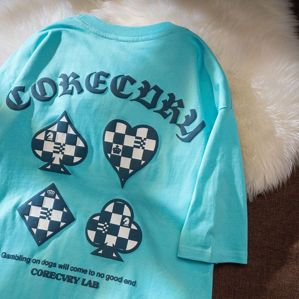 Pekanbaru Kaos Oversize Poker Corecory Across The Future Tshirt Spade Heart Diamond Club T-shirt Couple Unisex Catur Chess Kuda Black White Berkualitas Street Style Corecvry Club Korean Style