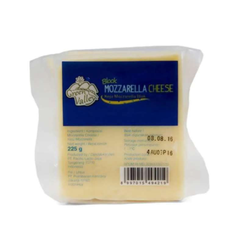 Pekanbaru Green Valley Block Mozarella Cheese 225G
