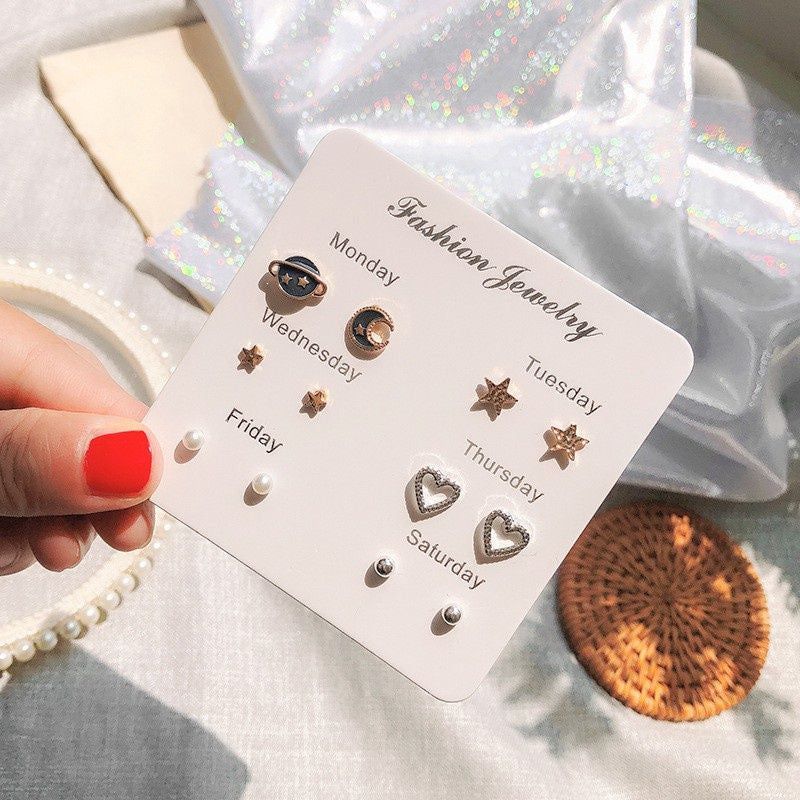 Pekanbaru 6 Pasang Anting Tusuk Simple Kreatif Gaya Korea Untuk Wanita -Pd