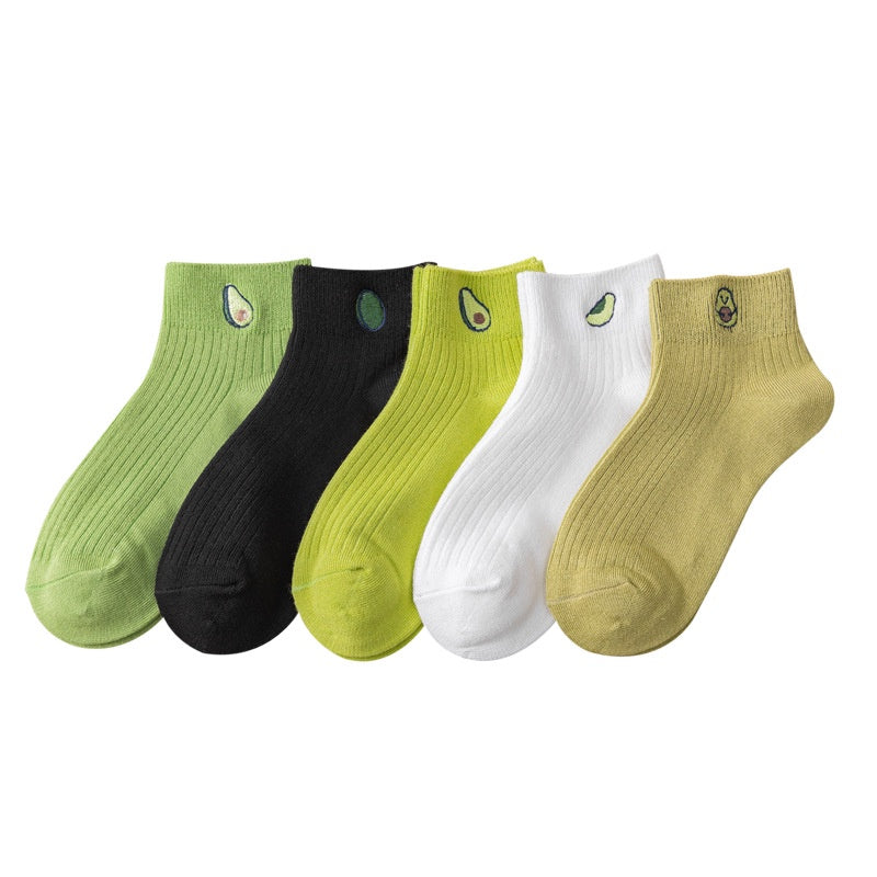 Pekanbaru Kaos Kaki Avocado Colorful Women Socks Import Avocado Kaos Kaki Hijau Buah Korean Style