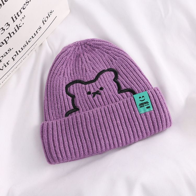 Pekanbaru Topi Knit Kupluk Beanie Hat Rajut Bahan Tebal Colorful Smooth Bahan Halus Lembut High Quality Bordir Motif Bear Lucu Unik Korean Style