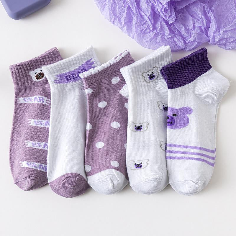 Pekanbaru Kaos Kaki Lotso Lilac Beruang Ungu Putih Soft Color Import Sock High Quality Cute Soft Purple Korean Style