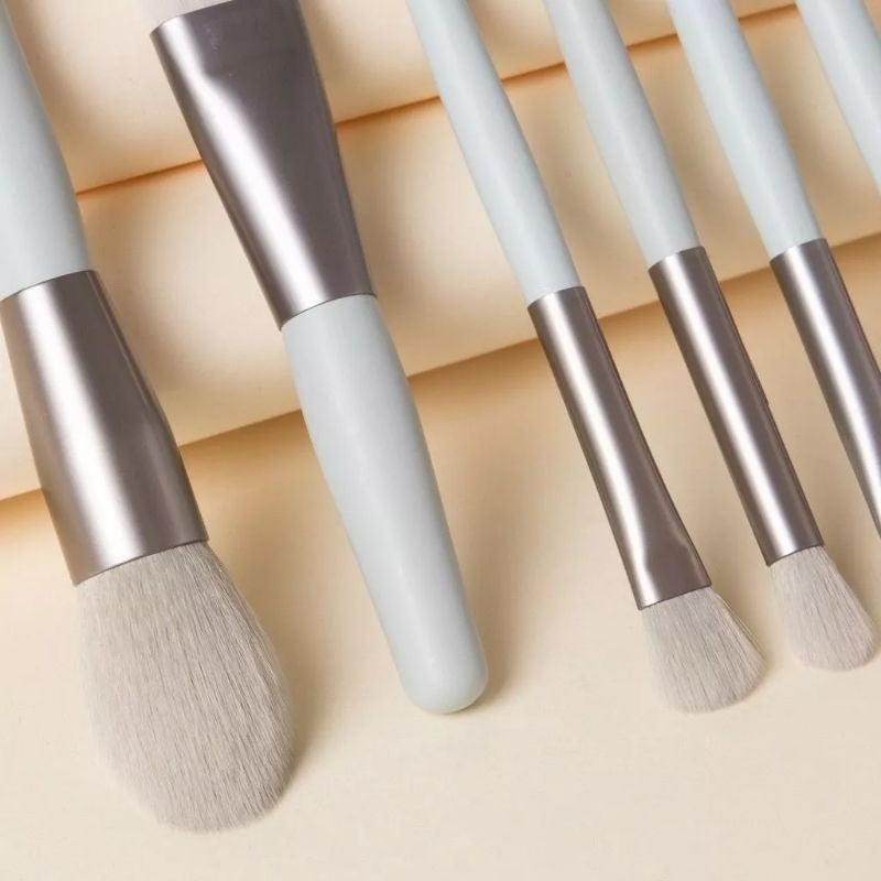 Pekanbaru Kuas Make Up Set Isi 8 Free Dompet Warna / Free Pouch Transparan / Alat Brush Make Up