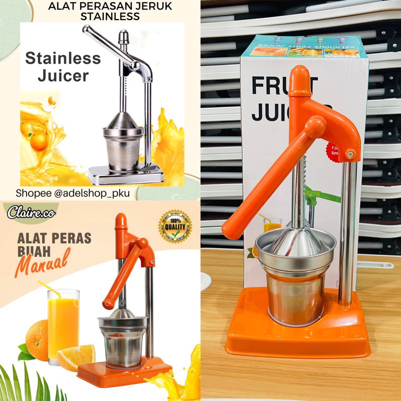 Pekanbaru (COD) Perasan jeruk stainless / alat peras jeruk stainless / mesin pemeras jeruk manual stainless