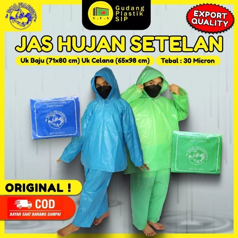 Pekanbaru Jas Hujan Plastik Ldpe Jaket Celana Setelan Tebal Murah / Quality / Mantel Hujan