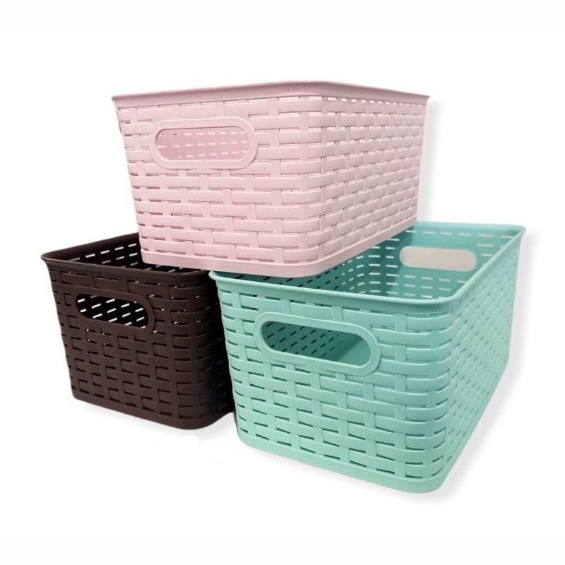 Pekanbaru HR- KONTAINER PLASTIK SERBAGUNA BASKET KERANJANG PENYIMPANAN STATIONARY BOX AKSESORIES KERANJANG WARNA TRAY RUMAH TANGGA
