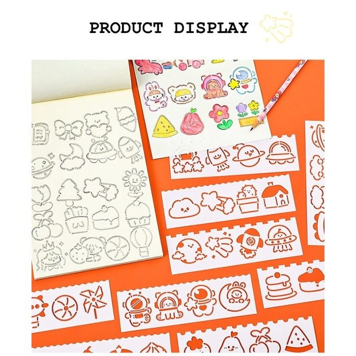 Pekanbaru 4 PCS Kertas jiplak, DIY Kartu jiplak cetakan kartun,Hollow panting template menggambar