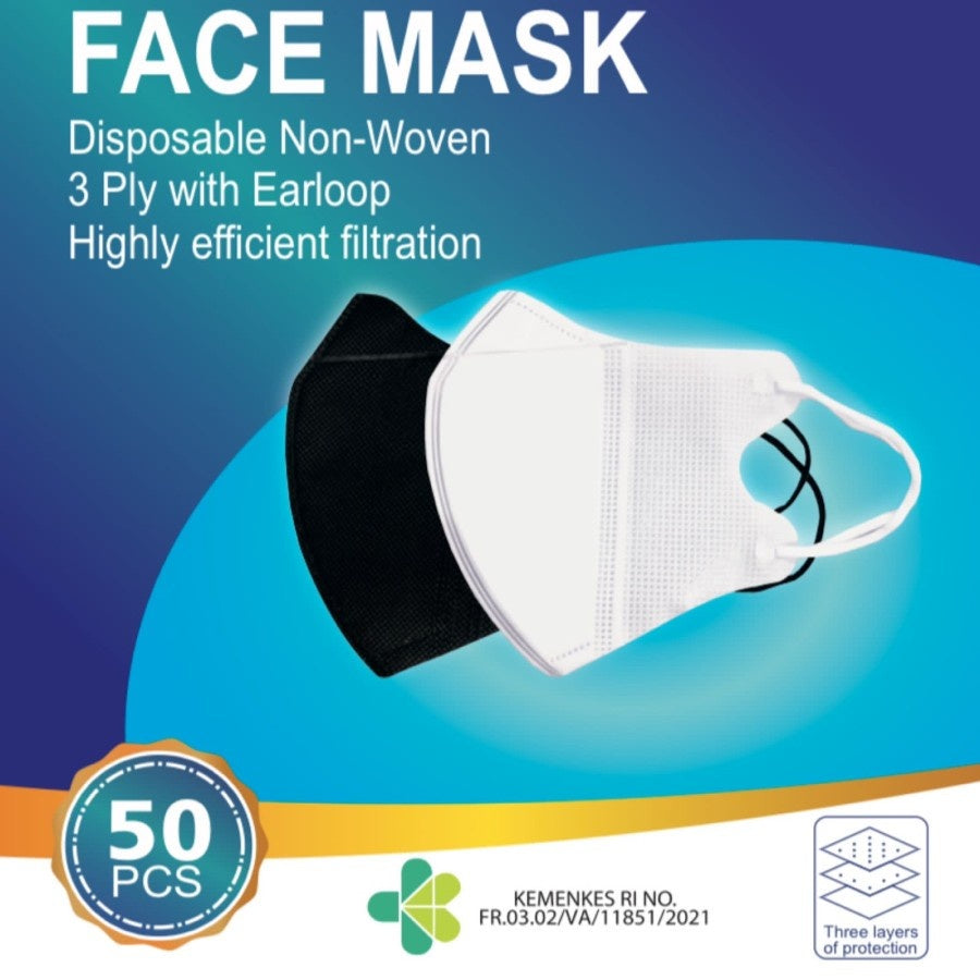Pekanbaru Masker Duckbill Earloop FACE MASK Tali Kuping 3ply 3 ply isi 50 pcs HQ
