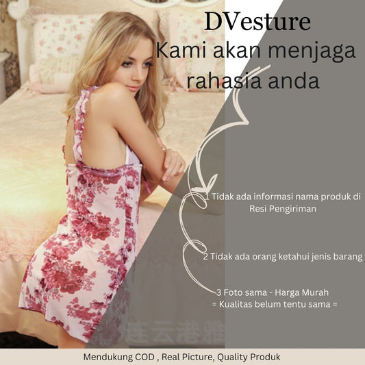 Pekanbaru Lingerie Seksi Set D-103 Dress Floral Suspender Pakaian Dalam Baju Tidur Wanita Dewasa Seksi Baju Dinas Malam Panjang