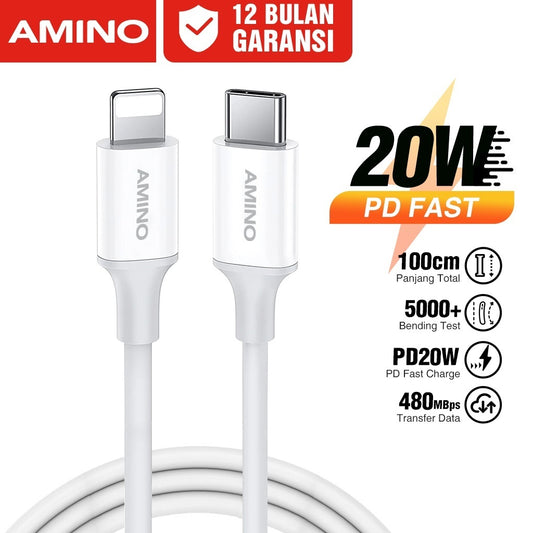 Pekanbaru Kabel Data Charger Untuk Iphone Original AMINO Cable data Fast Charger 1M For IP 15 Pro Max 14 13 12 11 XR XS