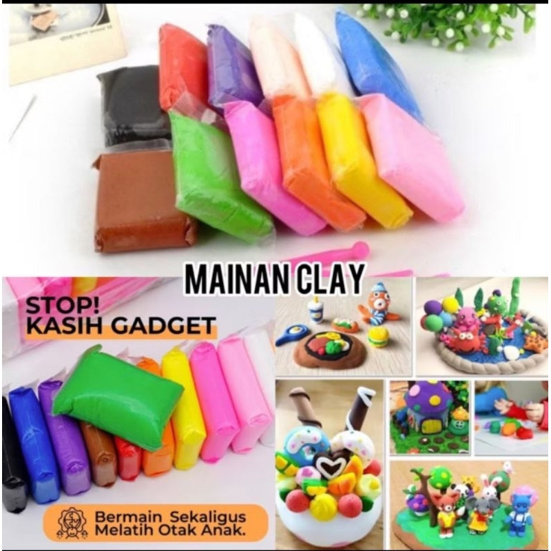 Pekanbaru Clay Mainan Anak isi 12 Pcs Colour Play Dough