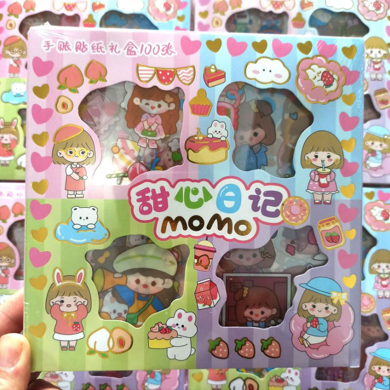 Pekanbaru RANDOM 4 WARNA STIKER MOMO KOTAK 100 Lembar MOMO RAINBOW