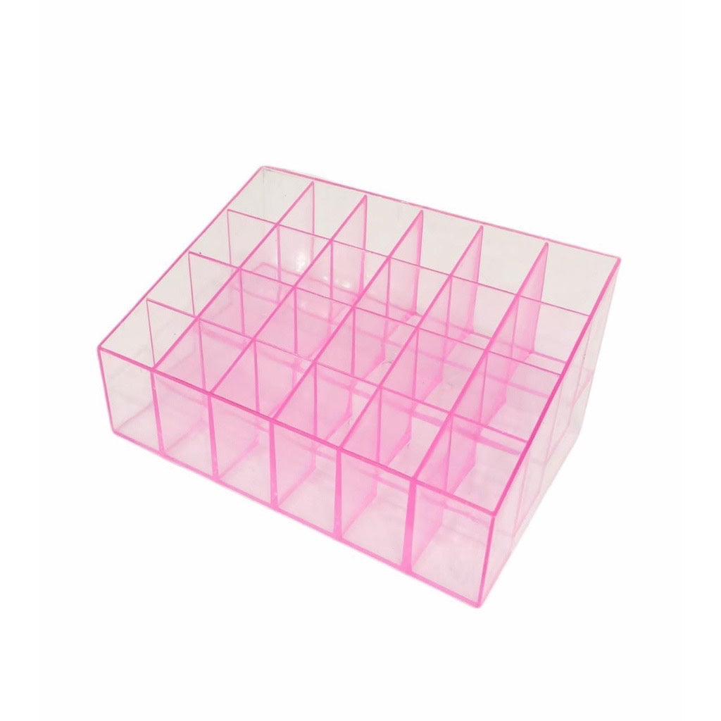 Pekanbaru HR-Rak Lipstik 24 Slot Lubang Penyimpanan Tempat Kutek Kosmetik Lipstick Display Rack 24 Grid Storage Box Organizer Serbaguna