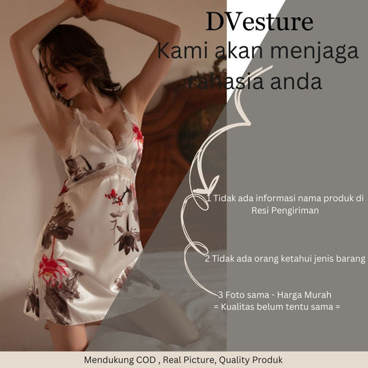 Pekanbaru Lingerie Seksi Set D-35 Piyama Dress Set Bahan Satin Premium Pakaian Dalam Baju Tidur Wanita Dewasa Seksi Baju Dinas Malam Panjang
