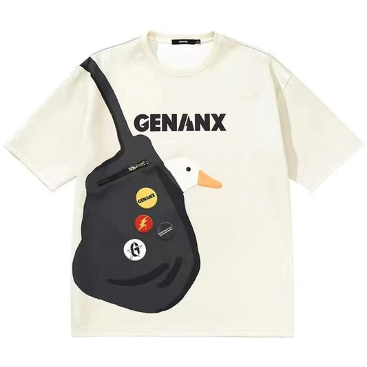 Pekanbaru Kaos Oversize Bebek Genanx Kantong Tas Kaus Gambar 3d Waistbag Ducky Baju Serbaguna Motif Unik Tshirt With Bag