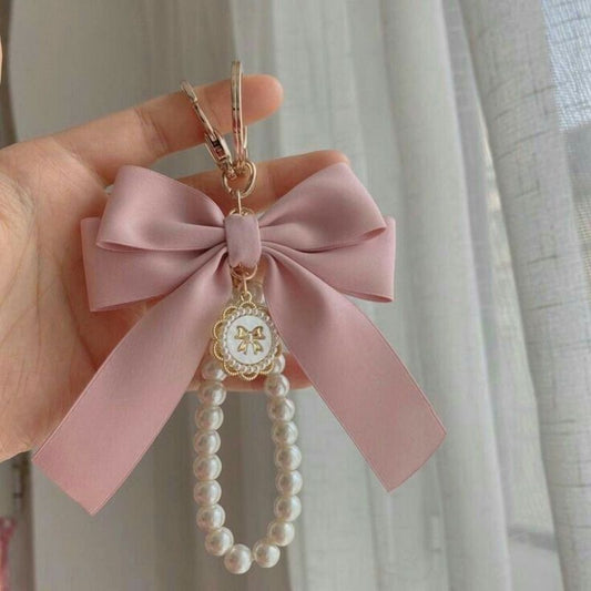 Pekanbaru Hanya 3 Hari Diskon Khusus : Gantungan Tas wanita Pita Mutiara Clarice Cantik/keychain