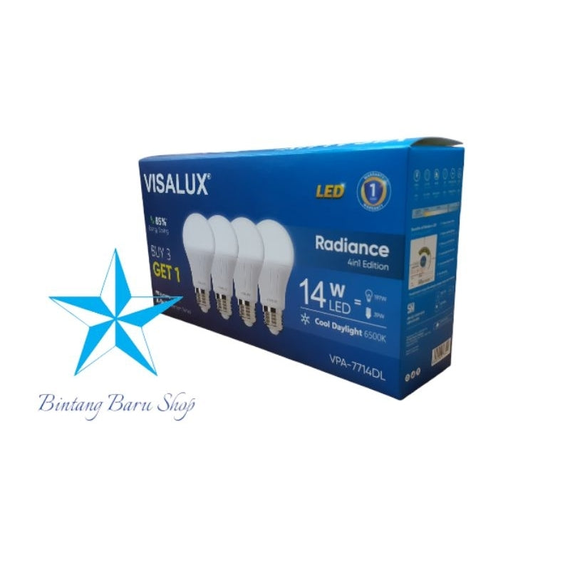 Pekanbaru Bola Lampu Led Visalux / Visalux Lampu Led A-Bulb Radiance Bundle Warna Putih ( Beli 4 Gratis 1) 8W 10W 12W 14W