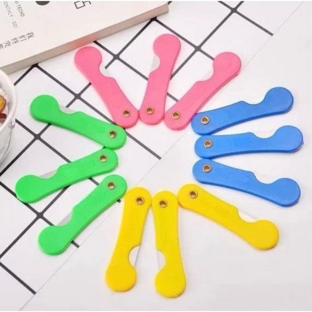 Pekanbaru HR-Pisau Lipat Mini Warna Cutter / Foldable Knife / Pisau Alat Bantu Potong Bumbu Masakan / Pisau Iris Bumbu Makanan Kitchen / Alat Bantu Potong Kertas Plastik Perlengkapan ATK Sekolah Kater Kecil Untuk Unboxing Paket