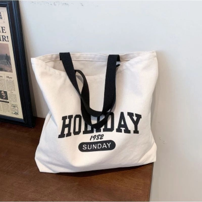 Pekanbaru Tote Bag Tas Samping Kanvas Totebag Karakter Kartun Lucu Wanita Fashion