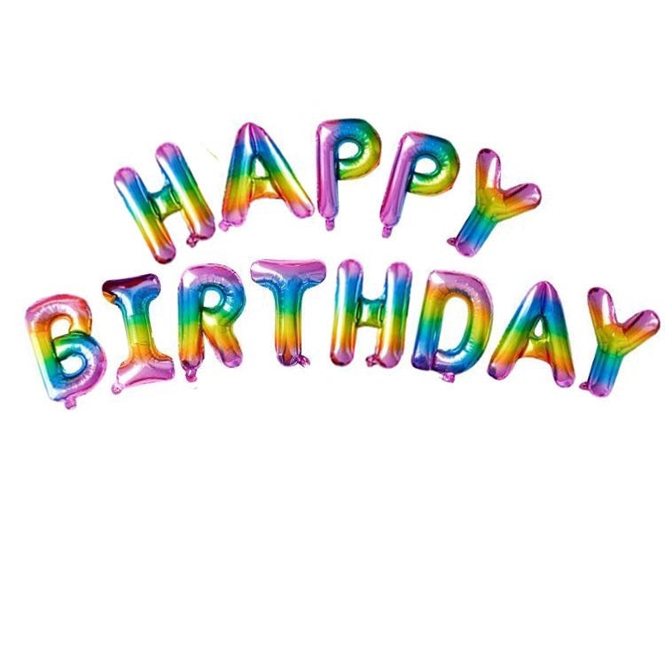 Pekanbaru HR-PAKET BALON HAPPY BIRTHDAY Warna Warni 1 Set Balon Foil Rainbow 34 Cm Balon Ulang Tahun Murah