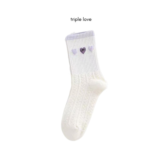Pekanbaru Kaos Kaki Panjang Lilac Beruang Ungu Putih Unik Lucu Berkualitas Long Socks Aesthetic