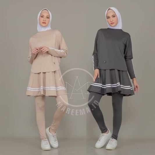 Pekanbaru Setelan Baju Olahraga Wanita Muslim Terbaru Leging Rok Skirt Perempuan Sport