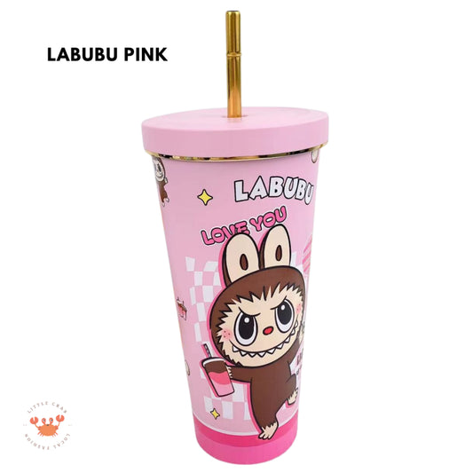 Pekanbaru Tumbler Labubu Termos Cafe Sedotan High Quality Stainless Steel Tahan Panas Dingin 750ml Botol Air Minum Tumblr