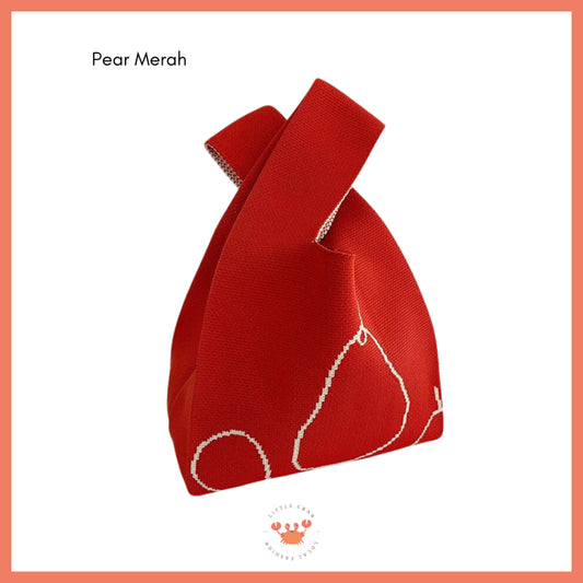 Pekanbaru Tas Rajut Motif Buah Apel Pear Fruit Knit Knot Bag Buffalow Mini Bag Bangkok Premium