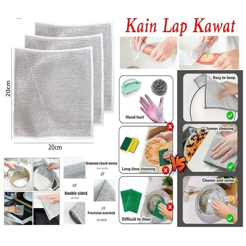 Pekanbaru 3 PCS SABUT BESI STAINLES STAINLESS STEEL KAWAT CUCI PIRING SERBAGUNA EKONOMIS ANTI KARAT