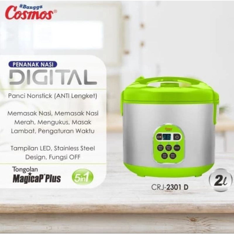 Pekanbaru Magicom Cosmos Digital Crj-2301 D Kapasitas 2Liter / Rice Cooker Cosmos Digital Crj 2301 D 2L