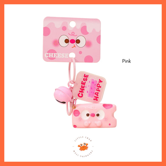 Pekanbaru Gantungan Kunci Motif Keju Cheese Keychain Karakter Unik Lucu Lonceng Cartoon Gemoy