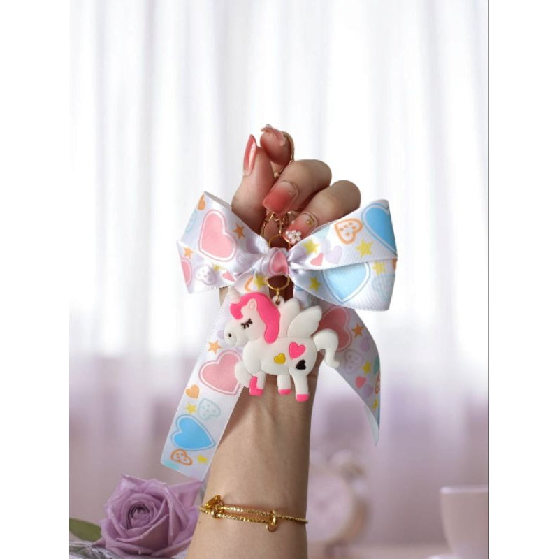 Pekanbaru Gantungan Kunci Pita Unicorn / Gantungan Tas Pita Unicorn
