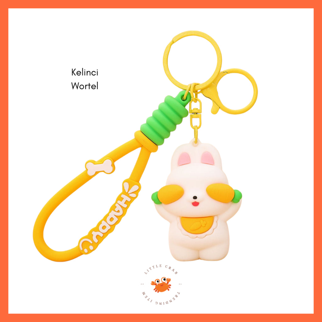 Pekanbaru Gantungan Kunci Panda Bambu Kelinci Wortel Motif Karakter Tutup Mata Cute Keychain